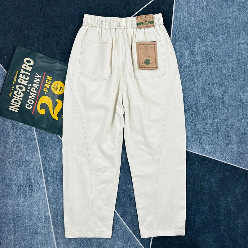 

Men's Spring-Summer Lightweight 100% Cotton Casual Pants - Relaxed Tapered Japanese Retro Trousers & American Cargo Pants