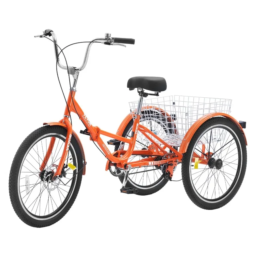 

Folding Adult Tricycle, 24-Inch Adult Folding Trikes, Lightweight Aluminum Alloy 3 Wheel Cruiser Bike with Large Rear Basket,