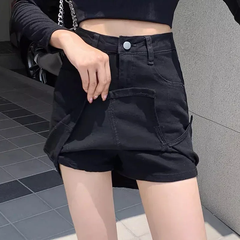 

Новая мода Spicy Girl Style Джинсовая короткая юбка трапециевидной формы Летняя тонкая джинсовая юбка с высокой талией для девочек Леди Корейское дизайнерское платье с разрезом