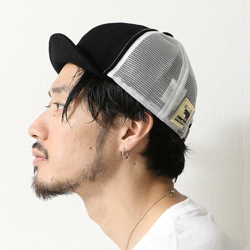 Janpanese Style Mesh Cap ,Summer Outdoor Short Brim Hat Bong Bang Soft Top Baseball Cap