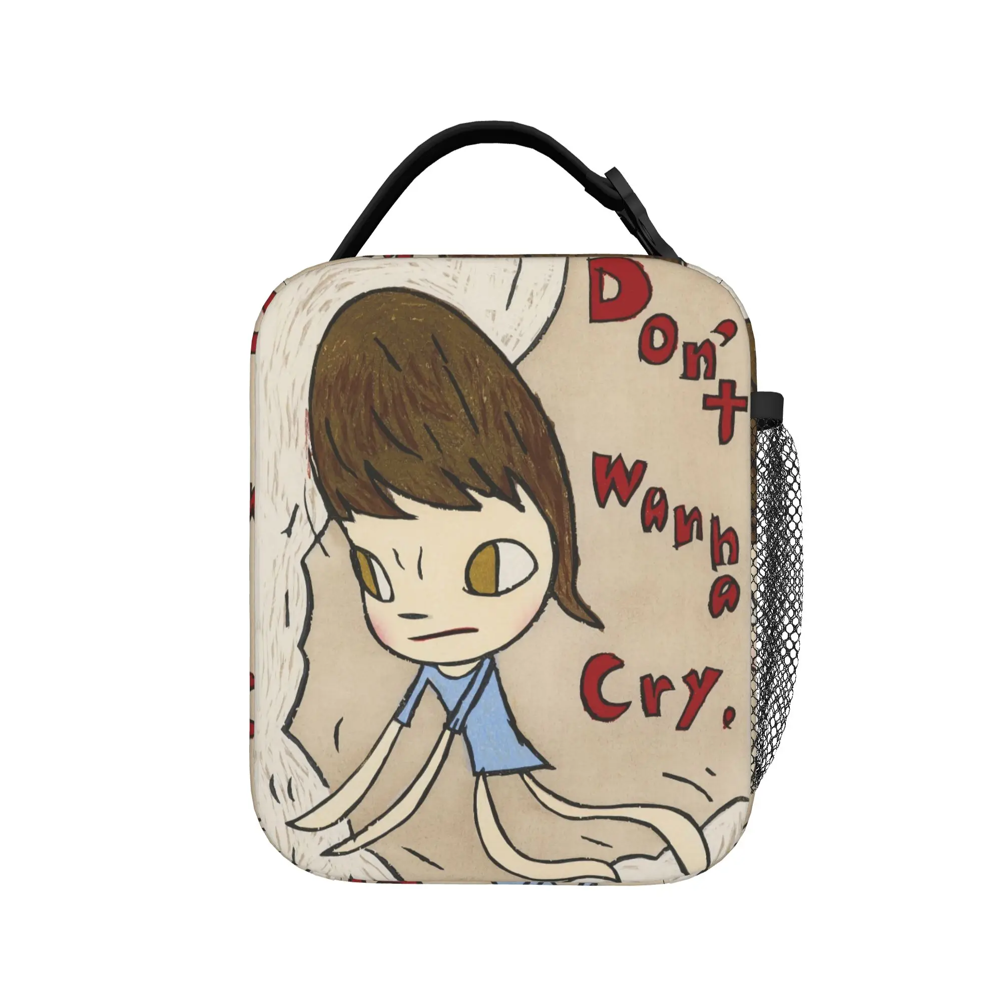 Yoshitomos Nara Insulated Lunch Bag Cooler Bag Reusable,Meal Container Dont Wanna Cry Art High Capacity Tote Lunch Box