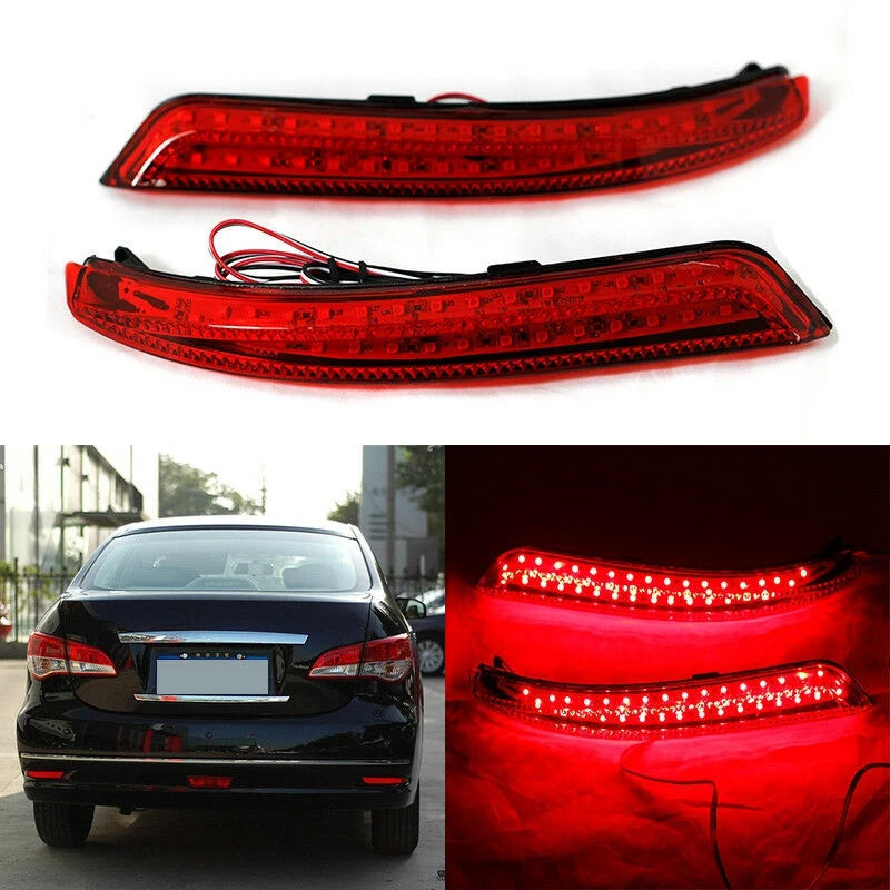 2Pcs Car LED Rear Bumper Reflector Light Brake Stop for Nissan Sylphy 2009-2011 Wingroad 2006-2014 Almera 2013-2015