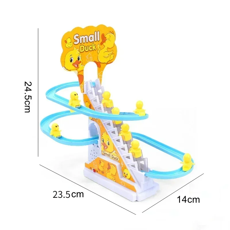 Duck Electric Climbing Ladder Track Toys Educational Fun Toys Gifts Light Music Slide Track Roller Coaster Gifts for Children