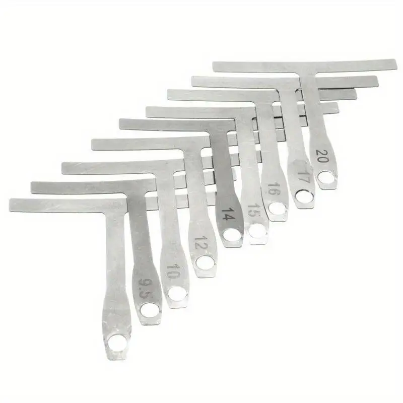 9pcs/Set Guitar Spoke Gauge T Shape Ruler Fingerboard Measure Luthier Tool Neck Frets Arc Adjustment Caliper