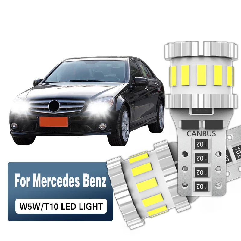 

2x For Mercedes Benz C-Class W203 W204 C63 C200 C180 LED Clearance Light Bulb Parking Lamp W5W T10 Canbus No Error White