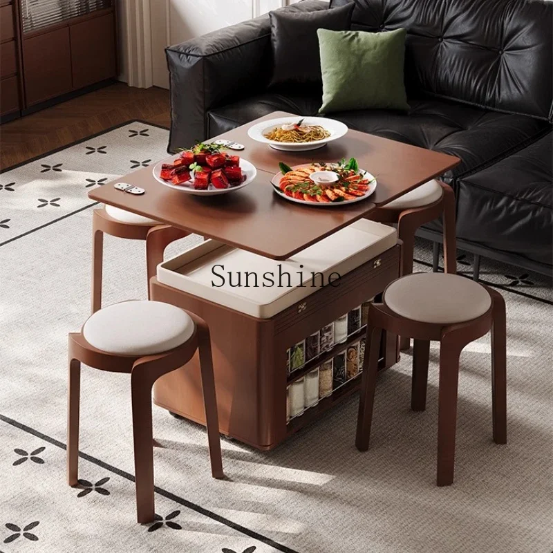 TT antique living room household small apartment multi-functional folding solid wood coffee table