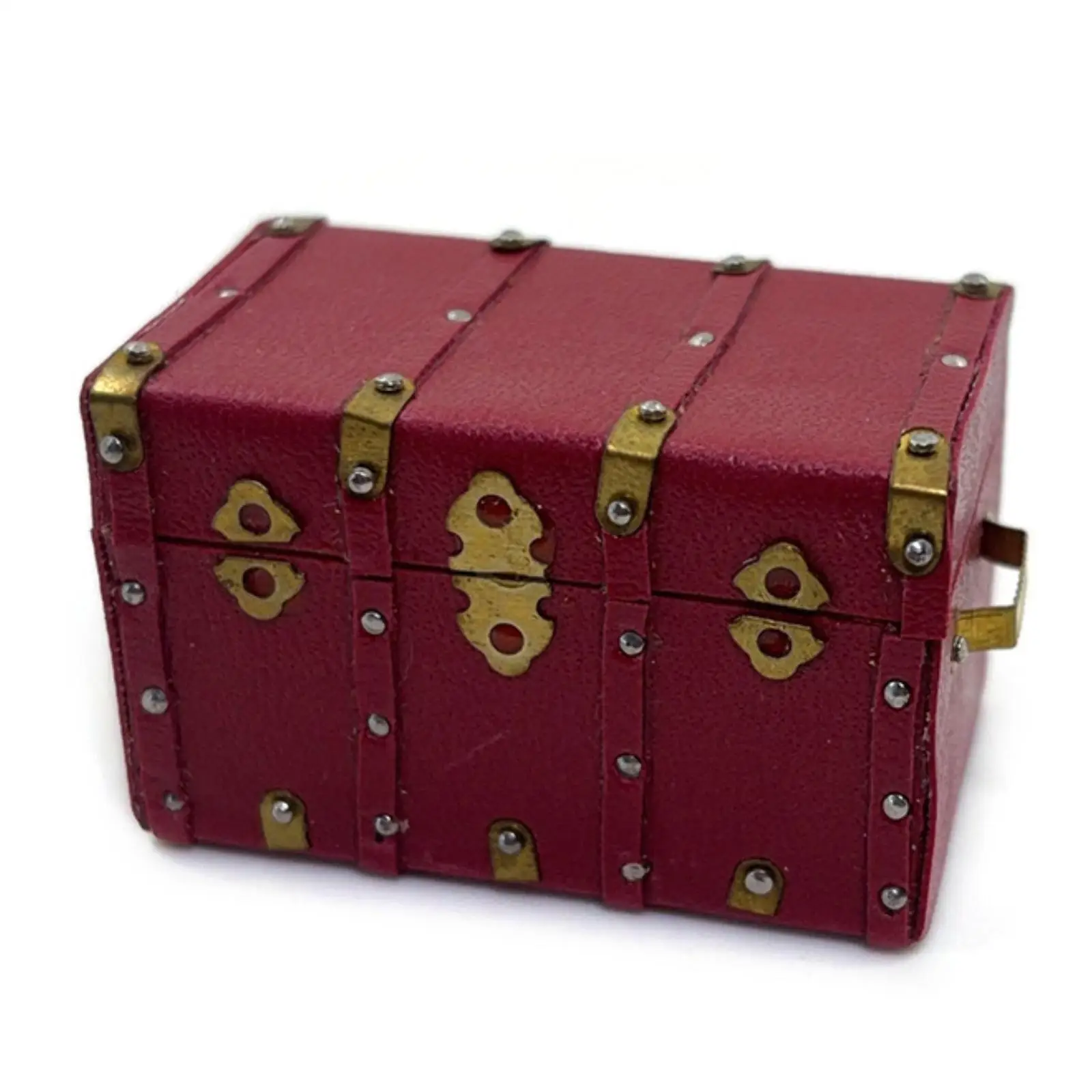 Maleta de viaje para casa de muñecas con cierre metálico, maleta en miniatura de diseño delicado con exterior de cuero, estilo vintage, ideal para coleccionistas adolescentes.