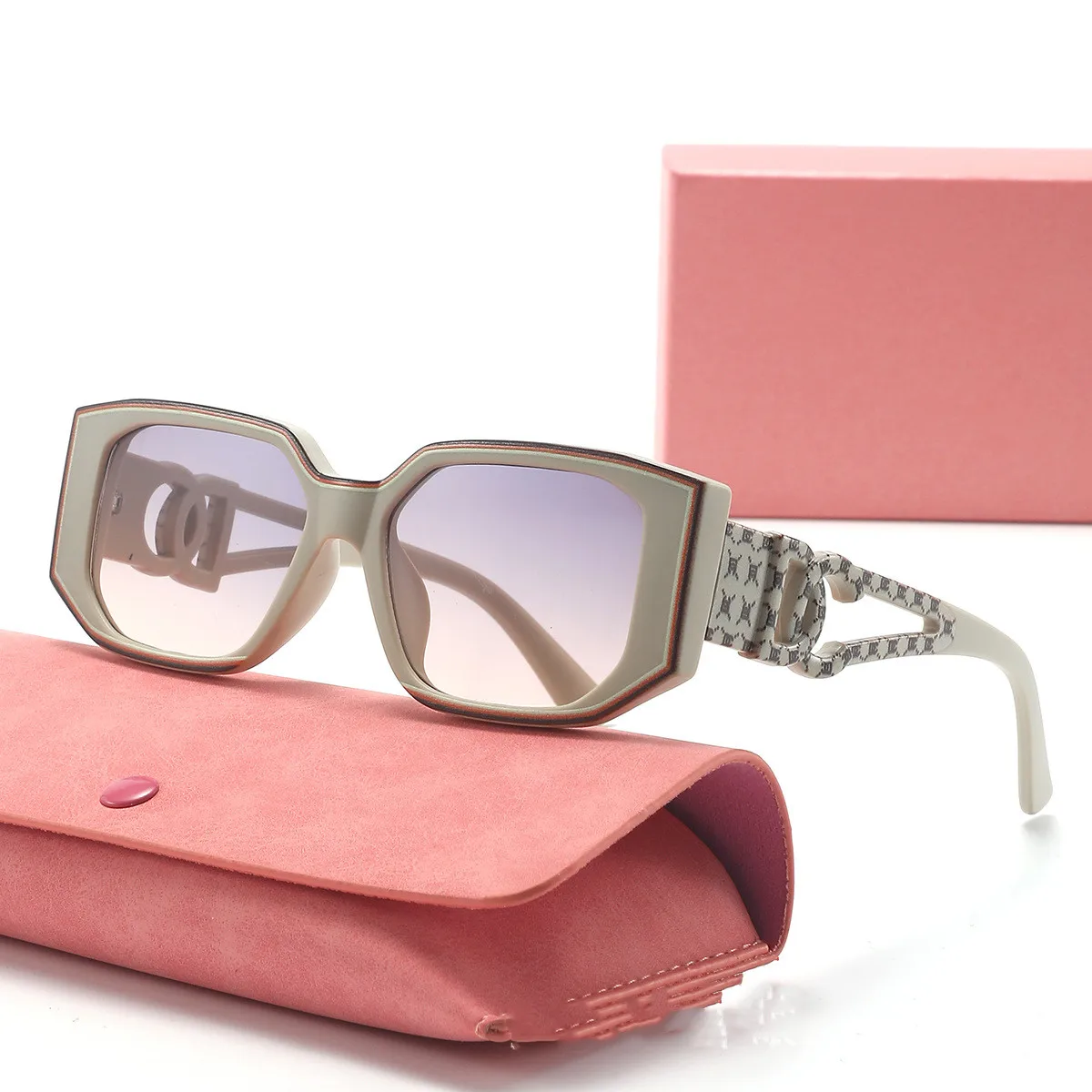 2025 هيكل حرف جديد مرآة الساق إطار كبير مصمم الأزياء النظارات الشمسية الفنية المرأة نظارات شمسية مقاومة للأشعة فوق البنفسجية (DS-8171)