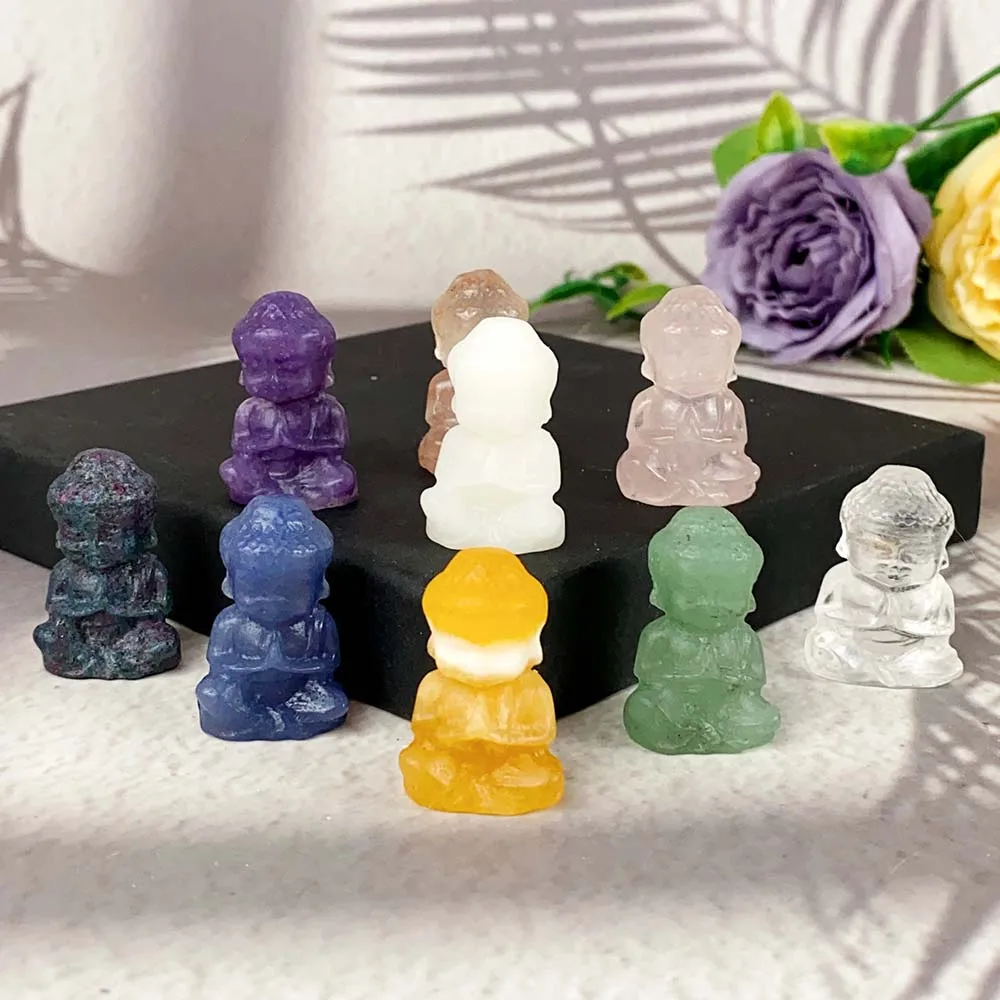 3cm Mini Buddha Statue natürliche Kristalls chnitzerei Figur Ornament echten Stein für die Heilung