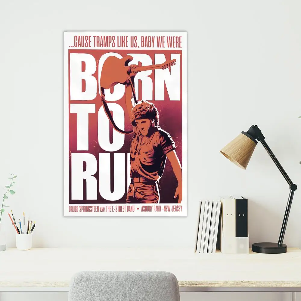 B-Bruce S-Springsteen Rock Zanger Poster Kleverige Muur Waterdicht Thuis Woonkamer Slaapkamer Bar Esthetische Decoratie Perfect Cadeau