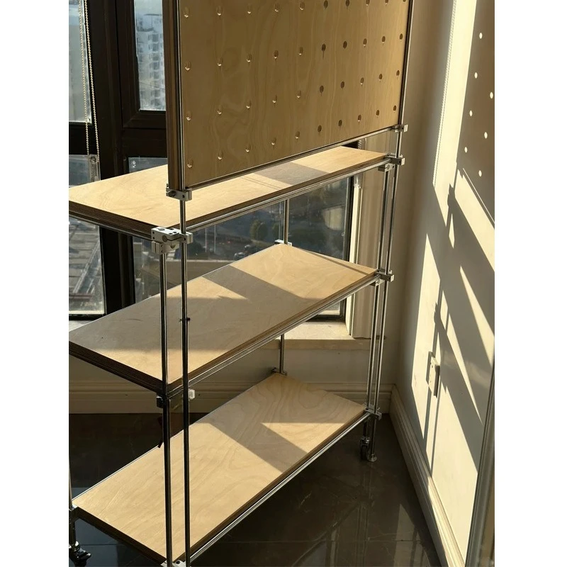 رف ثقب العمود البصري رف عرض منزلي من الفولاذ المقاوم للصدأ رف عرض بسيط لوحة المحيط رف عرض مزخرف #3