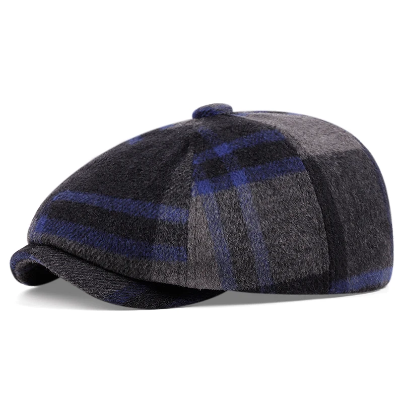 2023 Autumn Winter Peaky Blinders Caps For Men Cotton Plaid Newsboy Hats Fashion Vintage British Beret Cap Painter Octagonal Hat