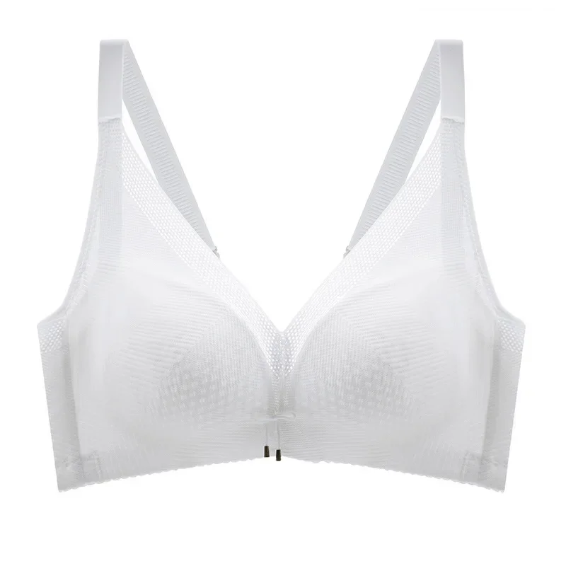 bra for women Underwear Chest Slimming Small Wireless Bra  Ultra-Thin Top Support Adjustable White