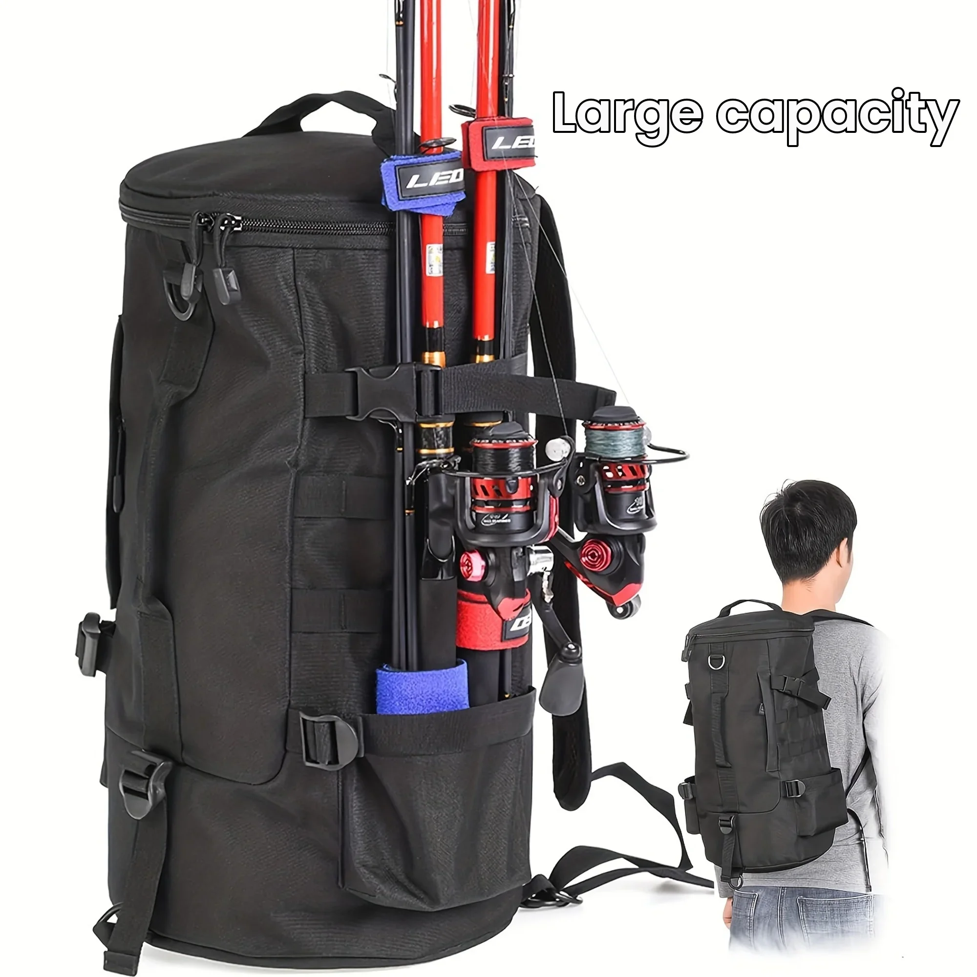 

Large Capacity Fishing Tackle Backpack - Spacious Storage Bag with Rod Holder, Waterproof and Durable Design for Angling, Hiking