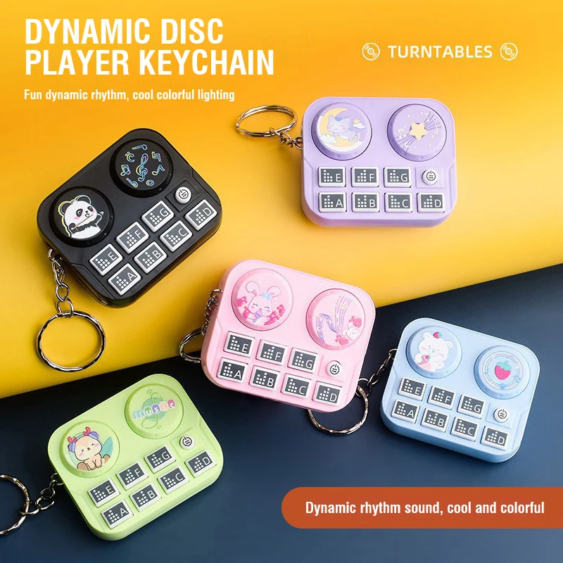 Mini Musical Instrument Animal Disc Player Children's Toy Keychain Bag Pendant Claw Machine Gifts Keychain Toys for Kids Gifts