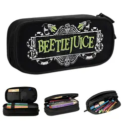 B-Beetlejuice Green Sign Logo Pencil Cases Classic Halloween Horror Pen Bag Student Big Capacity School Supplies Gift Pencil Box