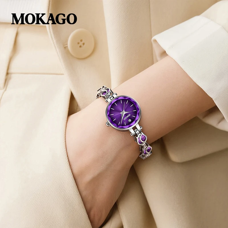 MOKAGO 8147 nuevos relojes de cuarzo a la moda para mujer, reloj sencillo, pulsera elegante resistente al agua, reloj de pulsera para mujer
