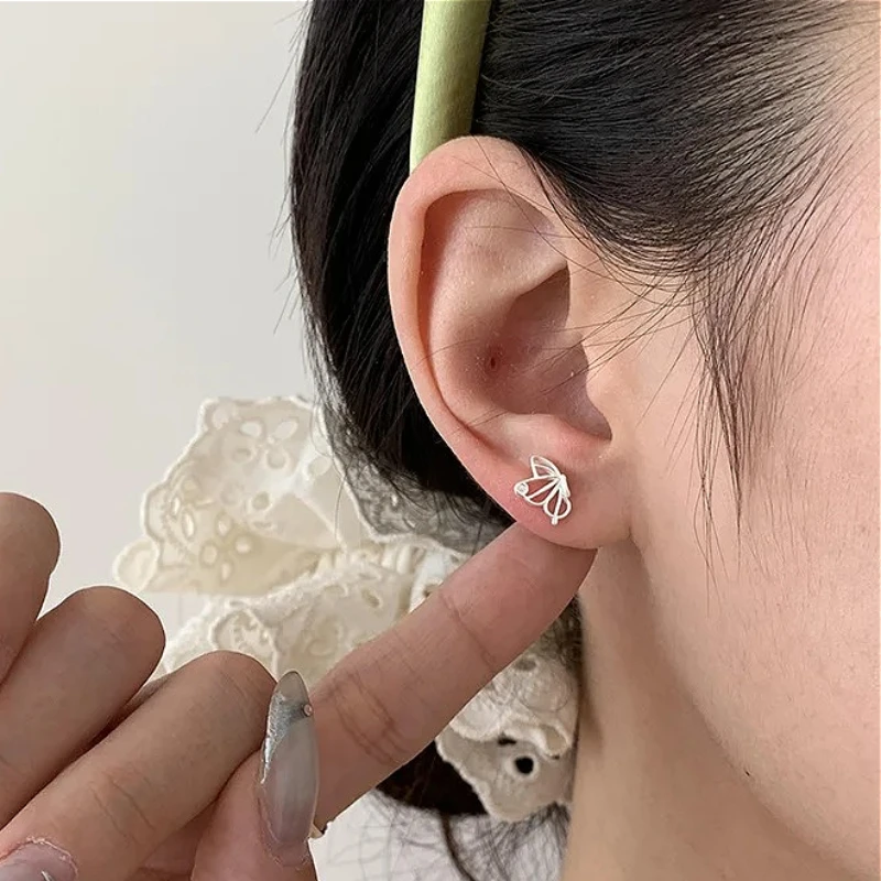 

VIVILADY 925 Sterling Silver Butterfly Zircon Hollow Stud Earring for Women Fine Jewelry High Luxury Vintage Accessories