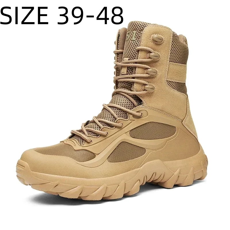 

New Men Boots Breathable Mesh Hiking Desert Boot Outdoor Climbing Hiking Shoes Ankle Hunting Boots for Men Big Size 39-48