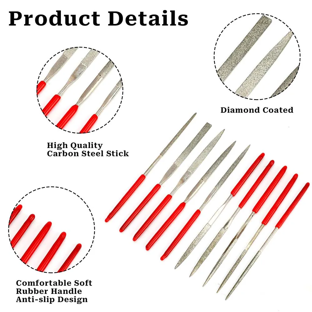 5/10 قطعة الماس مبرد إبرة صغير مجموعة أدوات يدوية 140/160/180 مللي متر للنجارة السيراميك الزجاج جوهرة الحجر نحت DIY بها بنفسك الهوايات الحرف #3