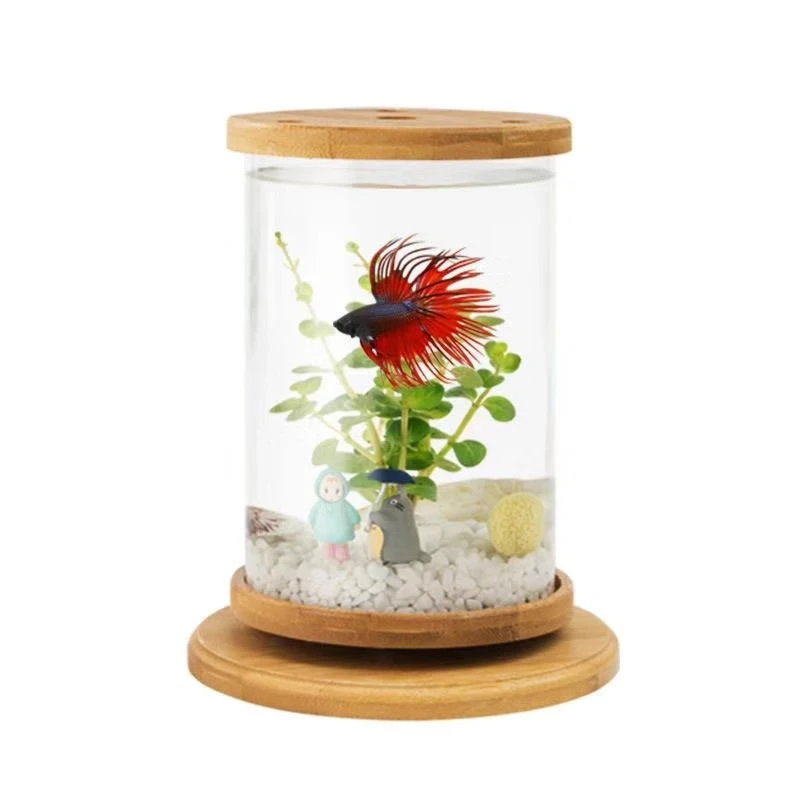 

fighting fish tank creative micro-view rotating mini fish tank aquarium accessories Aquarium ecological ornamental fish tank