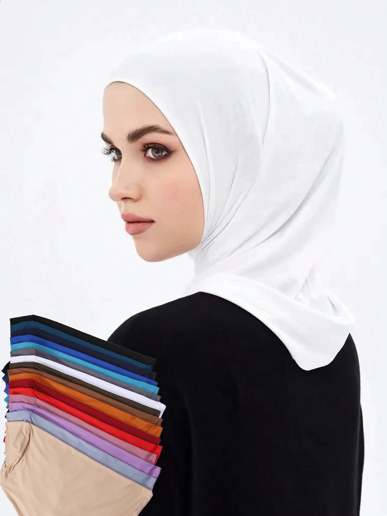 

Эластичная шапка-тюрбан, хиджаб, исламский полный чехол, нижний шарф, капот, готовый к ношению, застежка-застежка, мгновенный хиджаб для мусульманских женщин