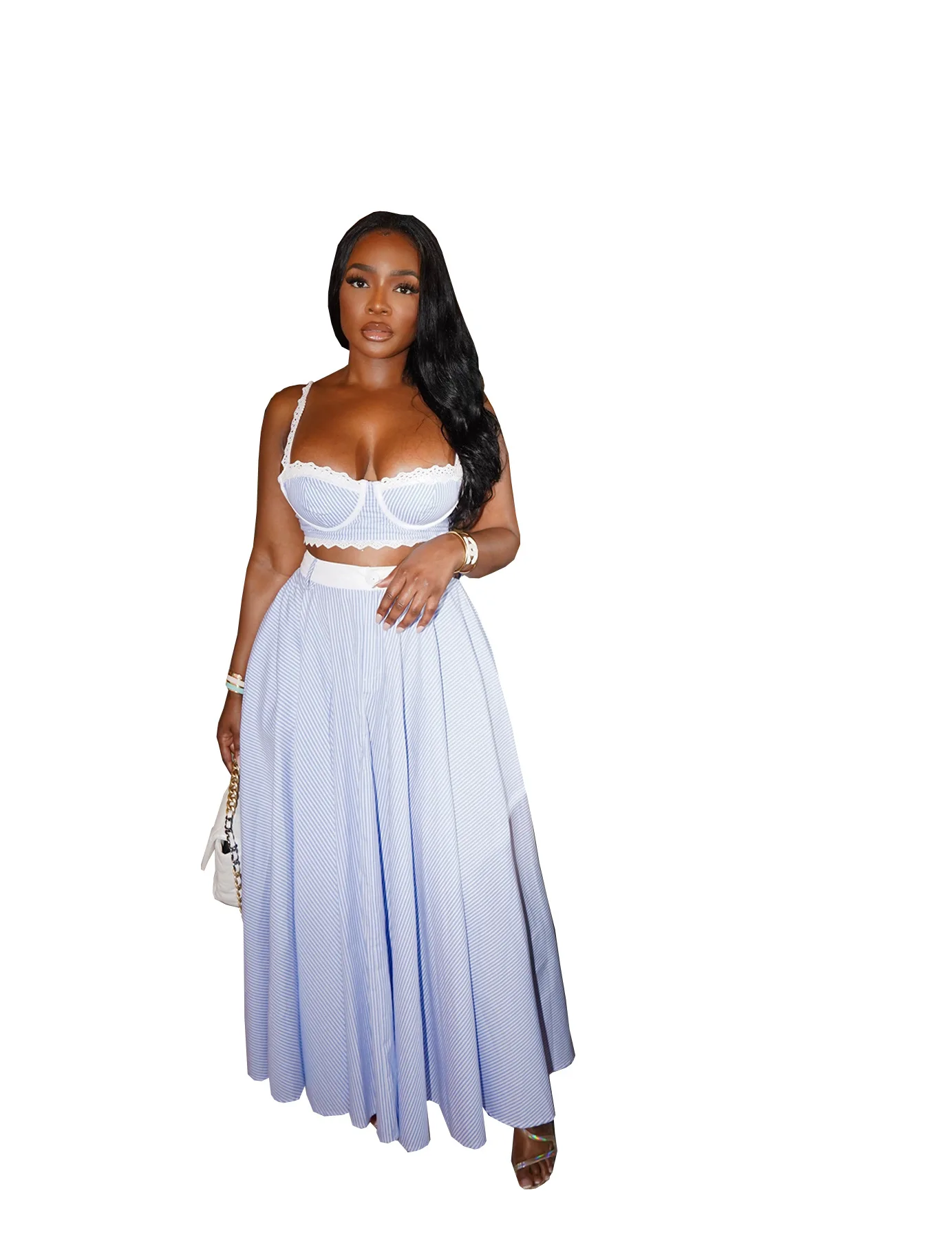 Tres hermanas Primavera Verano moda Sexy fiesta de vacaciones club nocturno mujer ropa camisola de encaje chaleco Color sólido conjunto de dos piezas