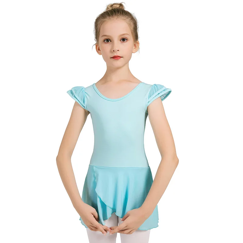 Купальник для балета и танцев для девочек, гимнастическое танцевальное тренировочное платье с юбкой-лепестками с развевающимися рукавами и бантом сзади