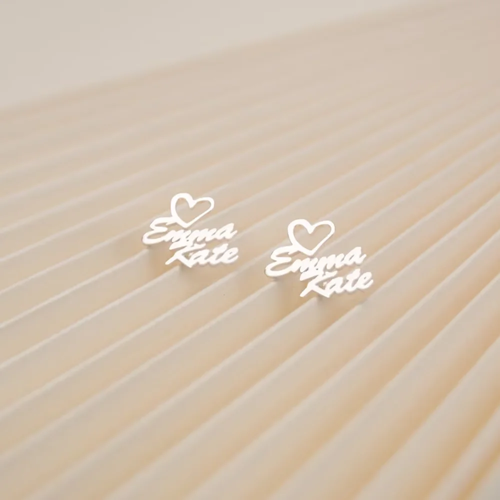 Personalized Heart shaped Earrings Customized Name Exquisite and Minimalist Stainless Steel Earrings as a Gift for Women