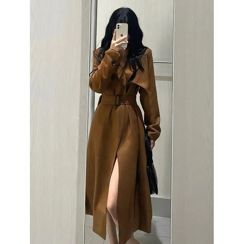 Korean Style Outfit, Medium to Long Windbreaker for Women 2024 New Model Early Autumn Niche High-end Super Good-looking Jacket