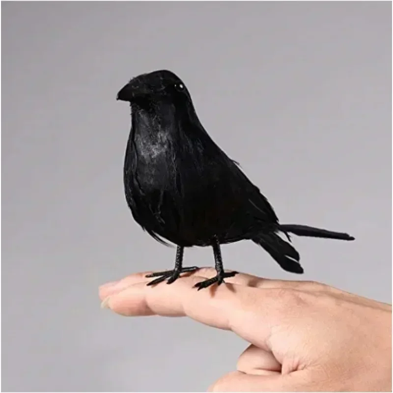 3pcs/set Halloween Black Crow Fake Bird Toys Feather Animal Festival Decoration Props Party Supplies Garden Statues Sculptures