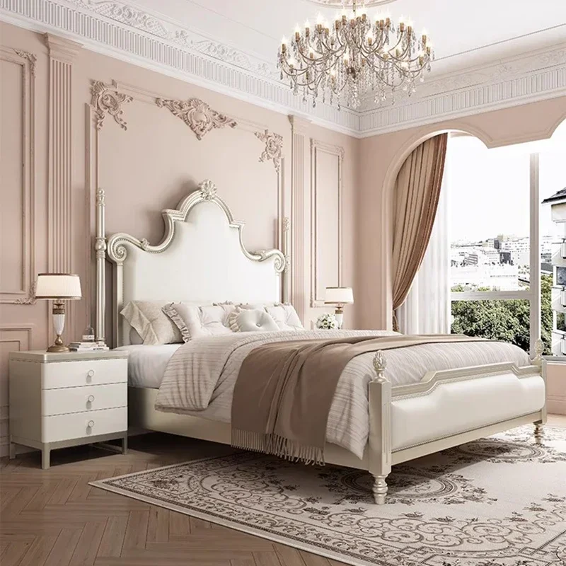 سرير تدليك للأميرة البنات لغرفة النوم، منصة نوم من الجلد، سرير أوروبي آمن، أريكة بسيطة، أثاث منزلي Letto Matrimoniale #3