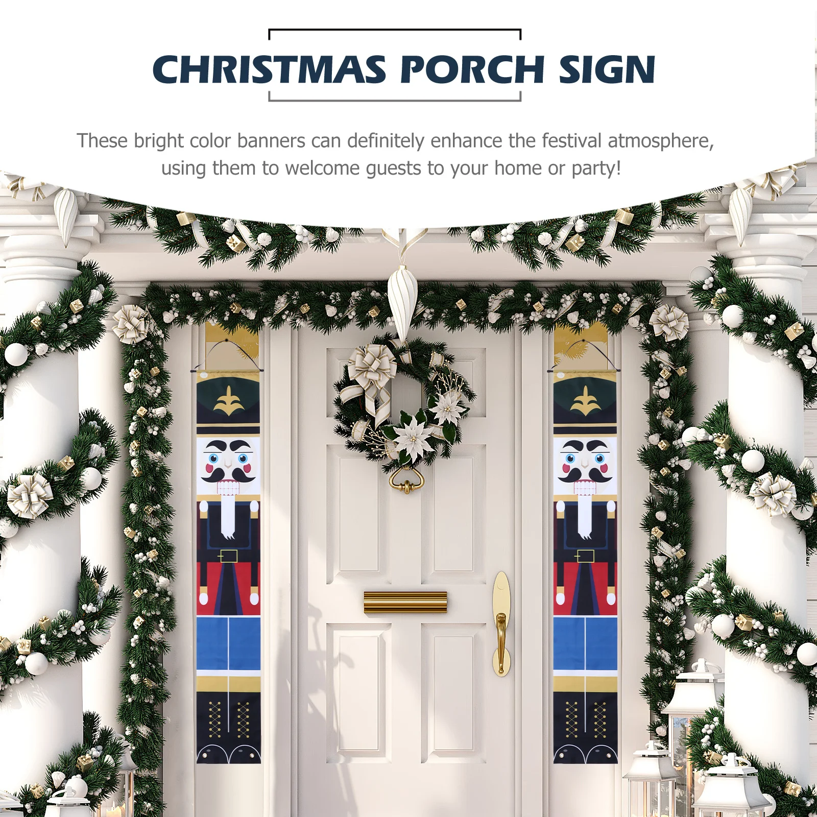 

Wedding Walnut Soldier Couplet Christmas Decorations Xmas Party Supplies Polyester Nutcracker Door Banner