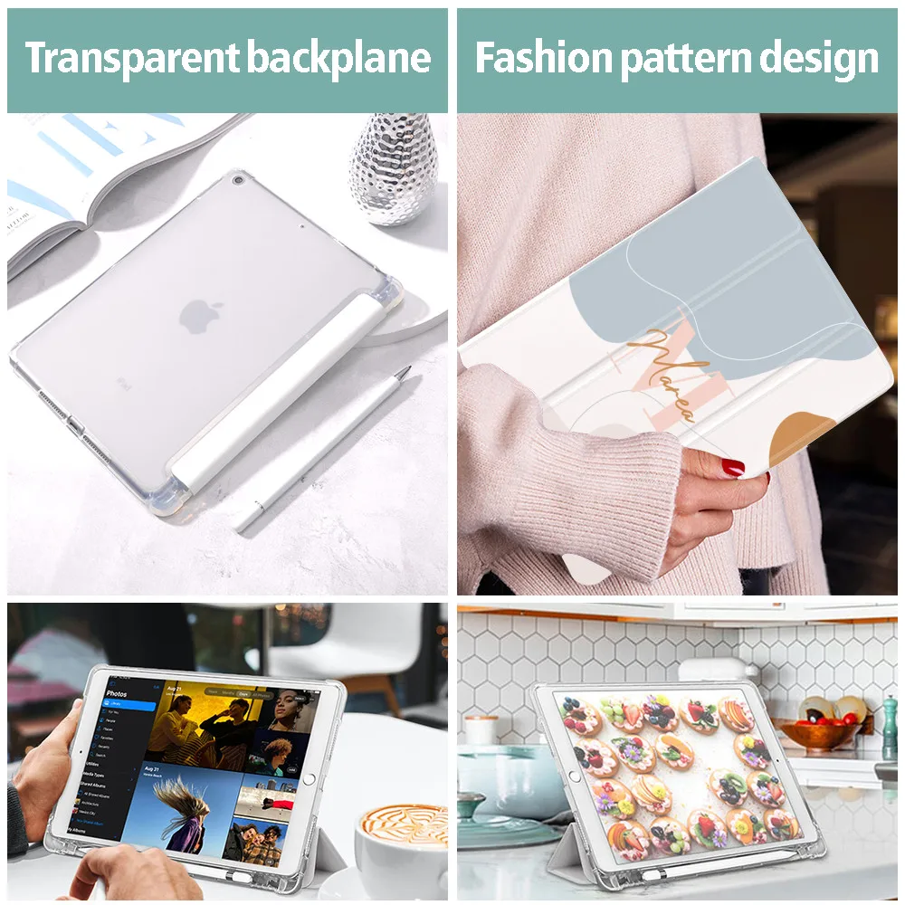 Custom Simple Style Soft Case for iPad 10.9 Air 4 2020 Smart Cover for iPad 9.7 6th 10.2 8th Generation Mini 6 12.9 iPad Pro