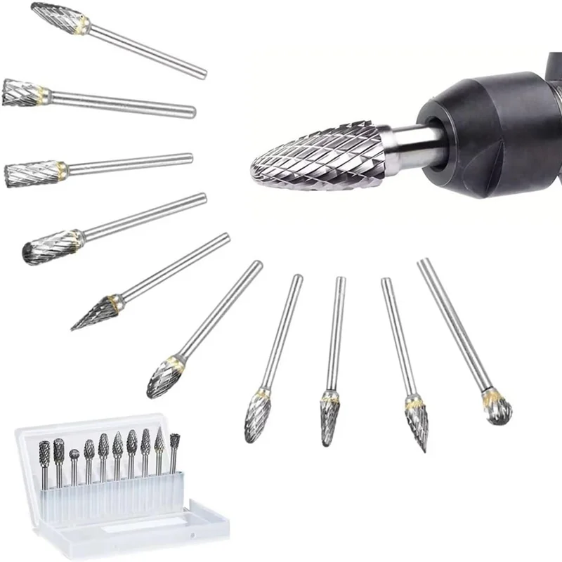 ABZL Carbide Burr Set Compatible Rasp Bits Accessories For Woodworking Drilling Metal Carving Engraving Polishing