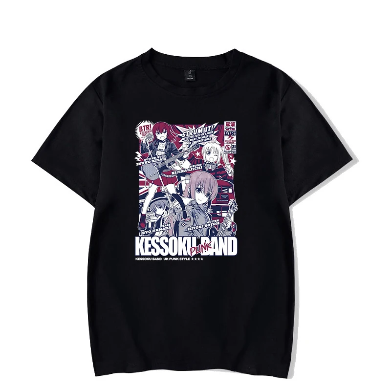 Classic Special Edition T-shirt Bocchi the Rock Gotou Hitori Cartoon Anime Comfortable Hip-Hop Pattern Short-Sleeved T-shirt