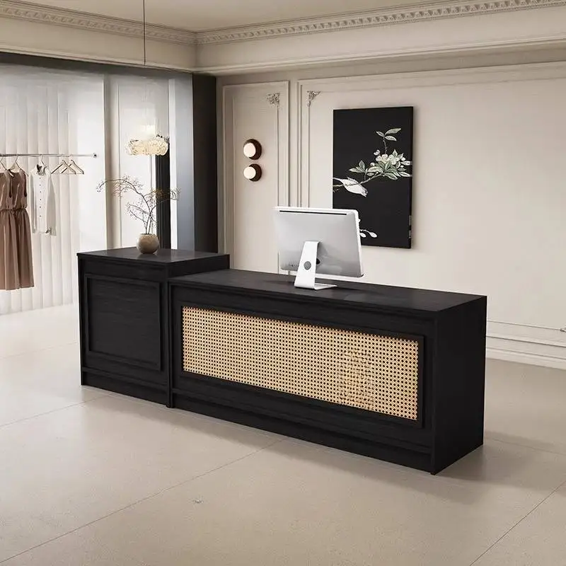 Стойки регистрации с логотипом прилавка Коричневая эстетика Современные офисные стойки регистрации Деревянный бизнес-дизайн Mostrador Recepcion Furniture