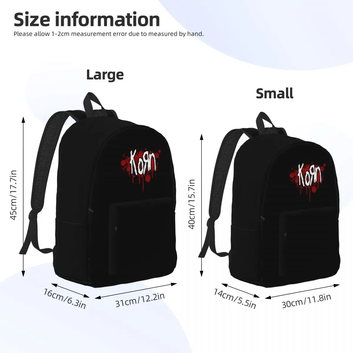 Korn Classical Backpack Outdoor Student Hiking Travel Rock Band Music Daypack for Men Women Laptop Canvas Bags