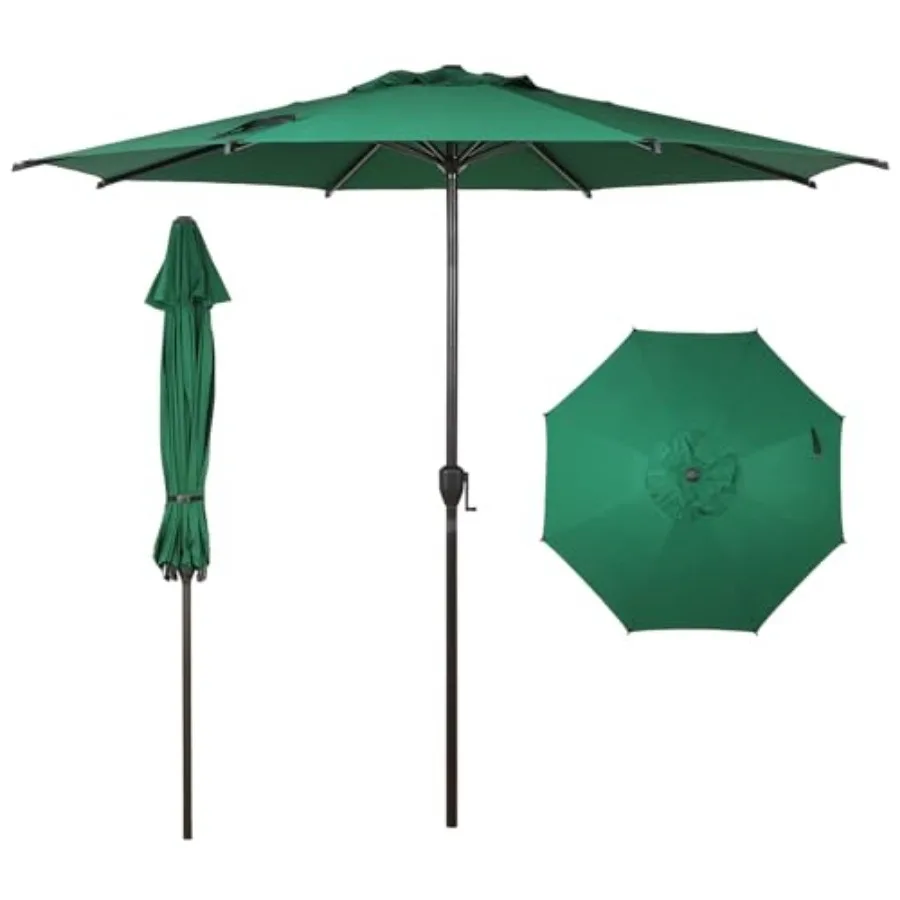 

9FT Lyon Outdoor Patio Umbrella Outdoor Table Umbrella with Push Button Tilt and Crank Market Umbrella 8 Sturdy Ribs UV Protect