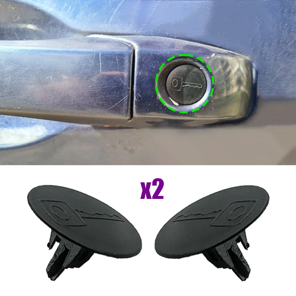 2 uds para Mitsubishi Lancer Cedia 2000-2007 Pajero V80 ASX manija de puerta tapa de cerradura cubierta embellecedora Clip a prueba de polvo a prueba de herrumbre negro