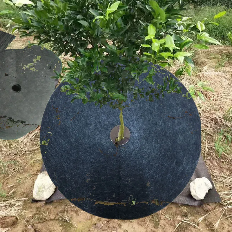 Non-Woven Tree Protection Weed Mats Ecological Control Cloth Mulch Ring Round Weed Barrier Plant Cover for Indoor Outdoor Garden