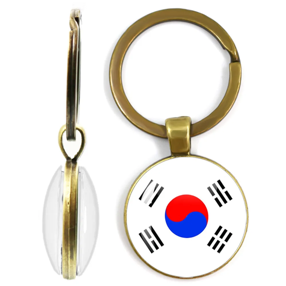 National Flag Double-Sided Keychain Korea, Serbia, Russia, Slovenia, Argentina, The United States,Turkey, Spain,Dominica Keyring