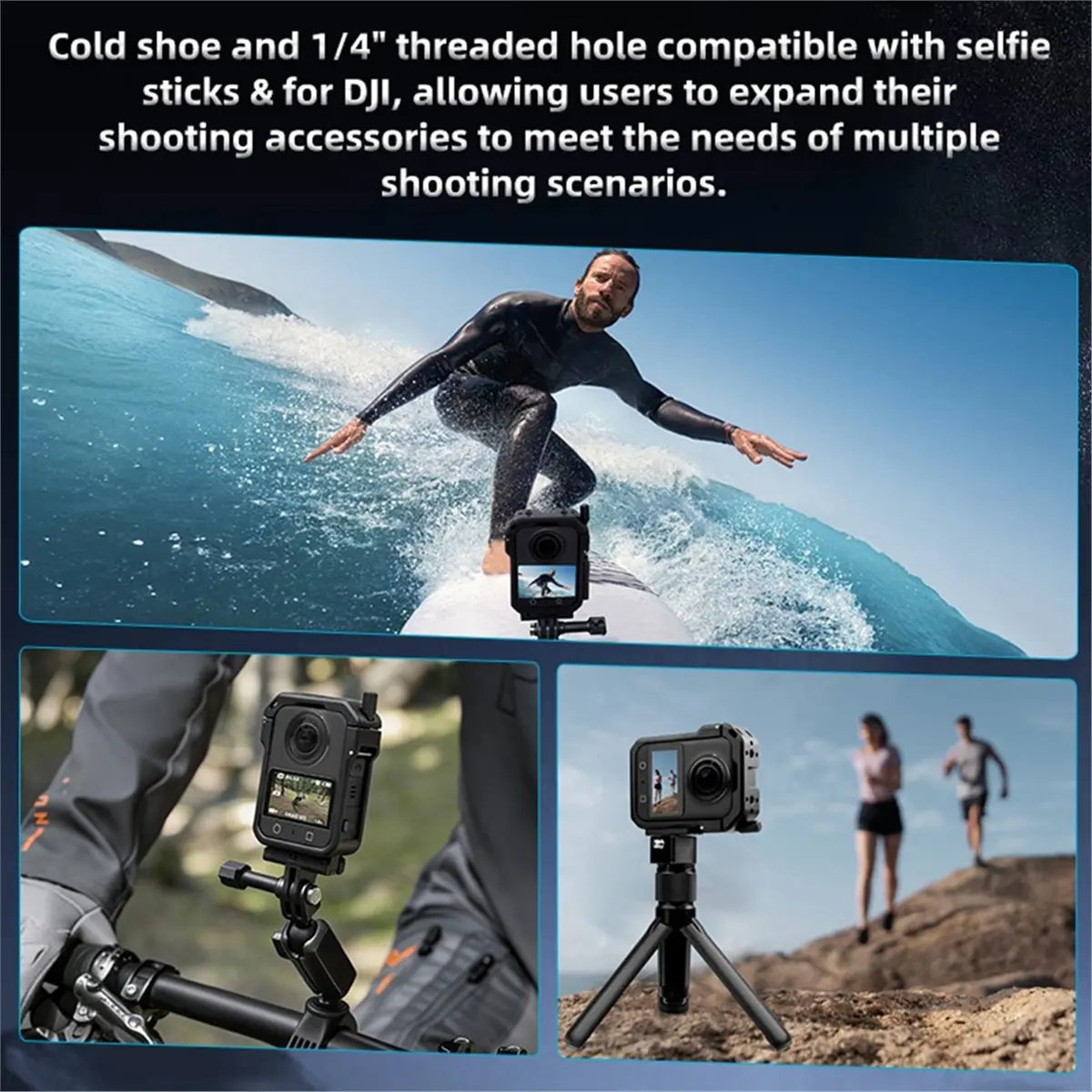 fitfit For DJI Osmo 360 Metal Cage Protective Frame Action Camera Shell with 1/4