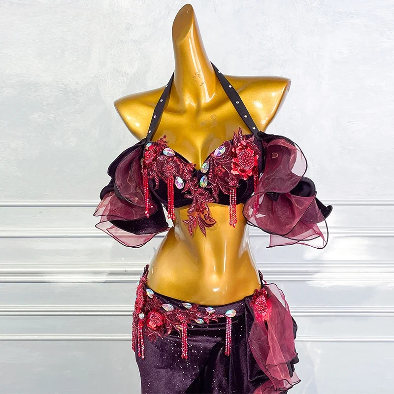 

Customized Belly Dance Costumes Performance Practice Costume Female 2025 New Oriental Dance Practice Set belly dance skirt