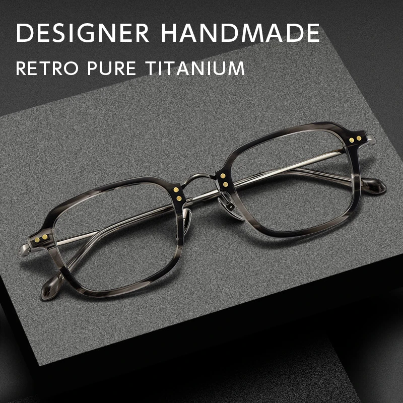 SANGCOO New Ultra-light Big Retro Square Optica Eyeglasses Hyperopia Reading Frame Full Rim Styles Big Face Pure TitanismBT55001