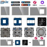 Tuya Zigbee Smart Light Switches Touch Glass Panel Frames for Wall Socket Power Outlets Thermostat Module Google Alexa Control