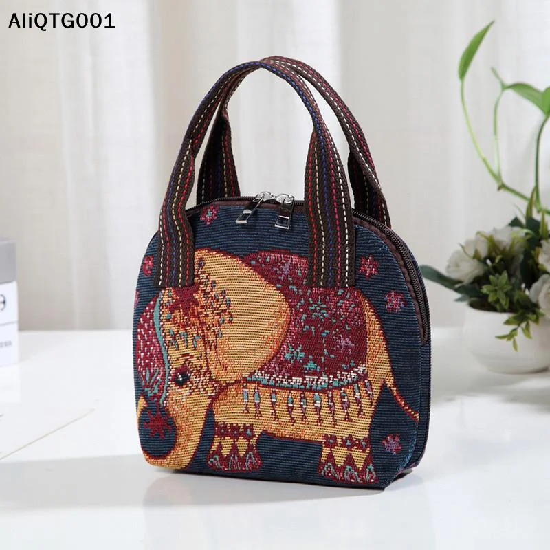 

Ethnic Style Handbag Trendy Animal Embroidery Handbag Canvas Women Shoulder Bags Women Grocery Storage Pouch
