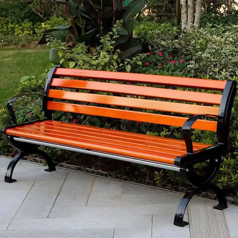 Seat Park Bench Comfortable Outdoor Stainless Steel Wooden Bench