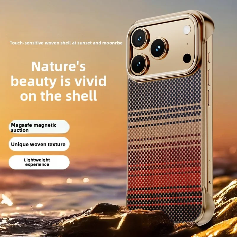 iPhone 17 Air、17、16 Pro Max、17、16、15 Pro、14、13、12対応、新メタルフレームレス超薄型耐衝撃シェル、マグネット対応