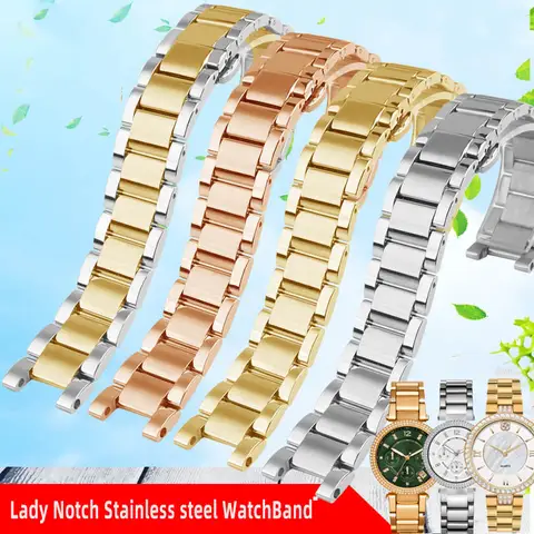 Lady Notch Stainless steel WatchBand for Cartier PASHA Folli Follie Michael Kors Watch Strap women wristband Bracelet 16 18 20m